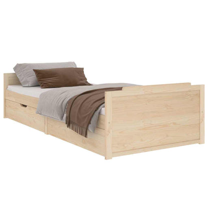vidaXL Bed Frame without Mattress Solid Wood Pine 90x200 cm - Brown - 203.5 x 96 x 48.5 cm