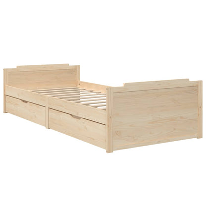vidaXL Bed Frame without Mattress Solid Wood Pine 90x200 cm - Brown - 203.5 x 96 x 48.5 cm