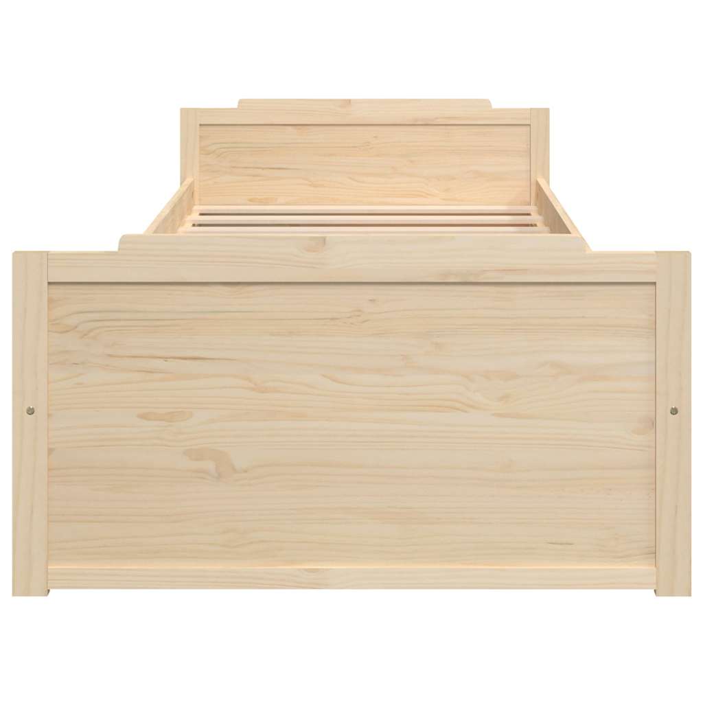 vidaXL Bed Frame without Mattress Solid Wood Pine 90x200 cm - Brown - 203.5 x 96 x 48.5 cm