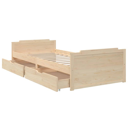 vidaXL Bed Frame without Mattress Solid Wood Pine 90x200 cm - Brown - 203.5 x 96 x 48.5 cm