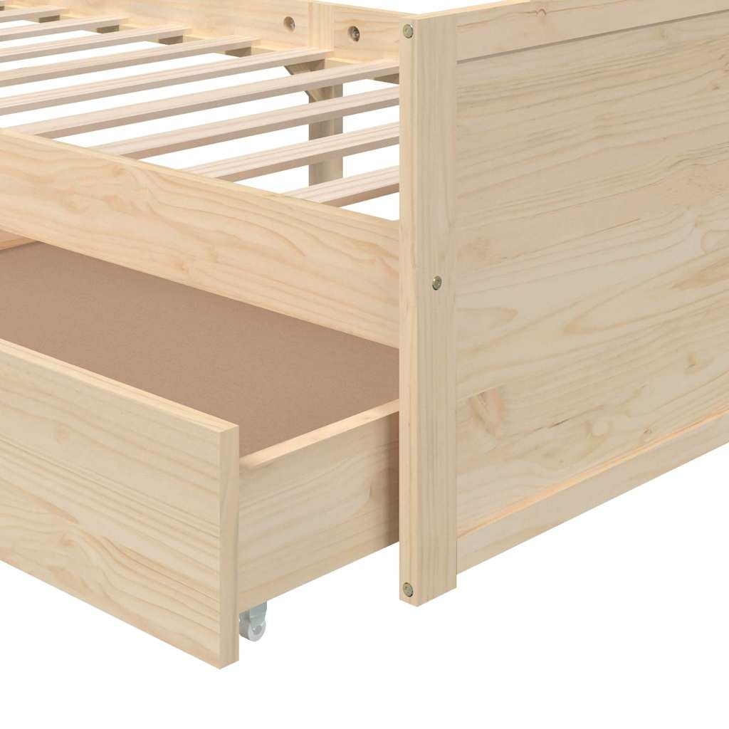 vidaXL Bed Frame without Mattress Solid Wood Pine 90x200 cm - Brown - 203.5 x 96 x 48.5 cm