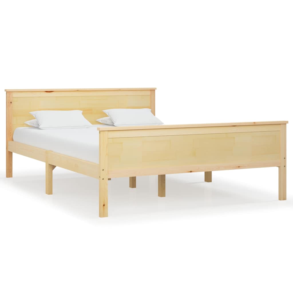 vidaXL Bed Frame without Mattress Solid Wood Pine 140x200 cm - Brown - 208 x 148 x 77 cm