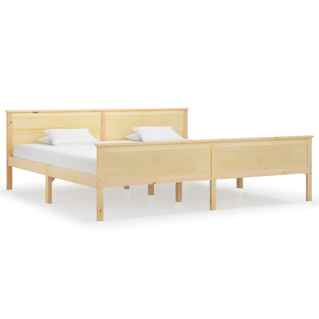 vidaXL Bed Frame without Mattress Solid Wood Pine 200x200 cm - Brown - 208 x 208 x 77 cm