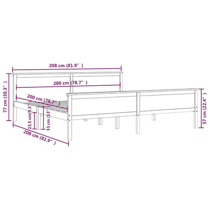 vidaXL Bed Frame without Mattress Solid Wood Pine 200x200 cm - Brown - 208 x 208 x 77 cm