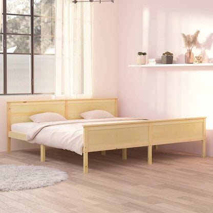 vidaXL Bed Frame without Mattress Solid Wood Pine 200x200 cm - Brown - 208 x 208 x 77 cm