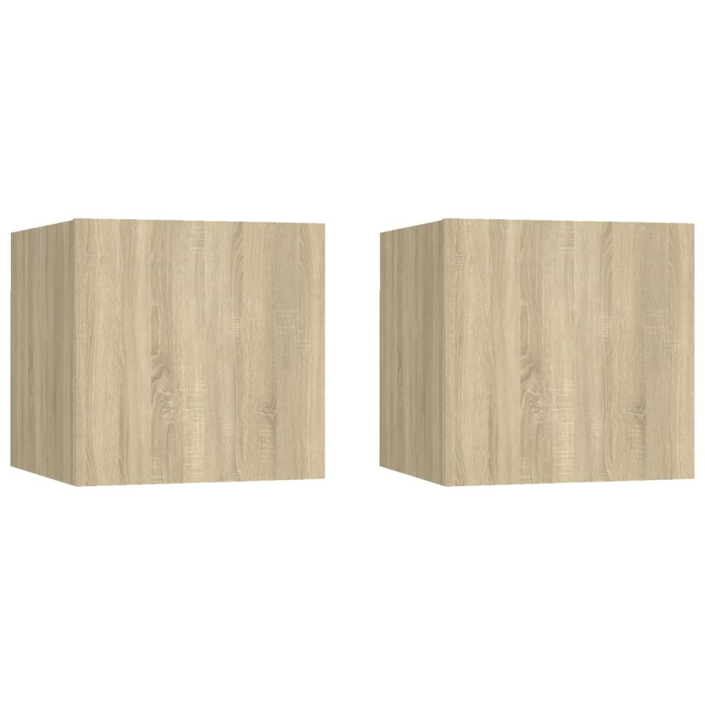 vidaXL Bedside Cabinet | Set of 2 | Sonoma oak | Engineered wood | Small - Brown