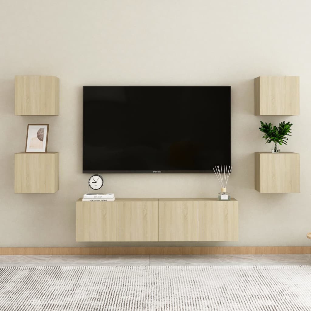 vidaXL Bedside Cabinet | Set of 2 | Sonoma oak | Engineered wood | Small - Brown