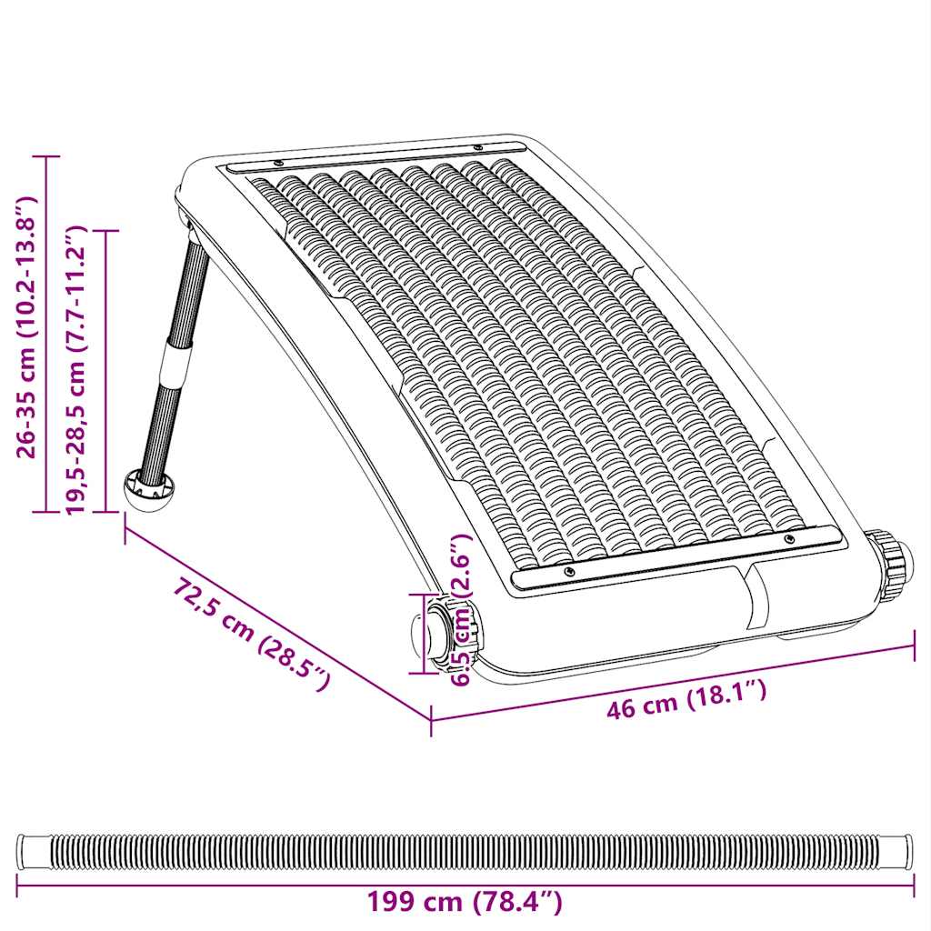 vidaXL Curved Pool Solar Heating Panel 72.5x46 cm - Black