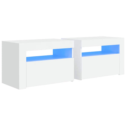 vidaXL Bedside Cabinets 2 pcs with LEDs White 60x35x40 cm