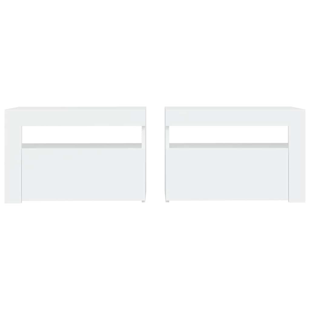 vidaXL Bedside Cabinets 2 pcs with LEDs White 60x35x40 cm