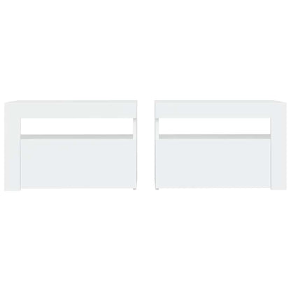 vidaXL Bedside Cabinets 2 pcs with LEDs White 60x35x40 cm