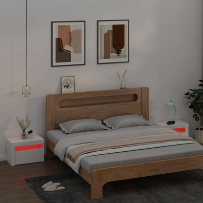 vidaXL Bedside Cabinets 2 pcs with LEDs White 60x35x40 cm