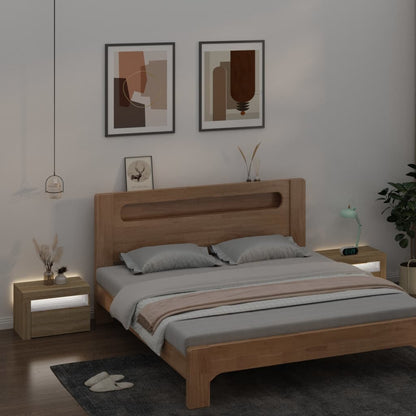 vidaXL Bedside Cabinets 2 pcs with LEDs Sonoma Oak 60x35x40 cm - Brown