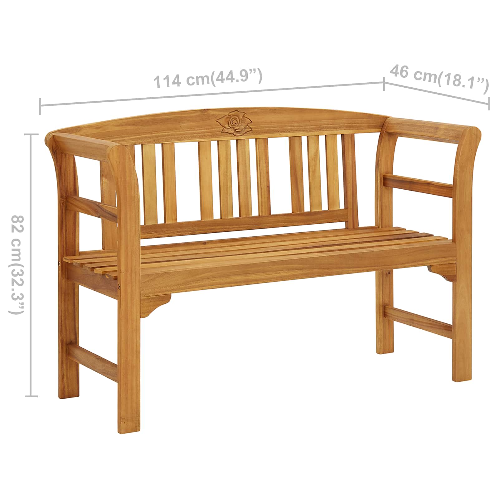 316497 vidaXL Garden Bench 114 cm Solid Acacia Wood - Brown - 114 x 46 x 82 cm