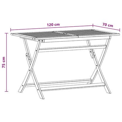 vidaXL Garden Table | Brown | Solid eucalyptus wood | Medium | Foldable - 120 x 70 x 75 cm