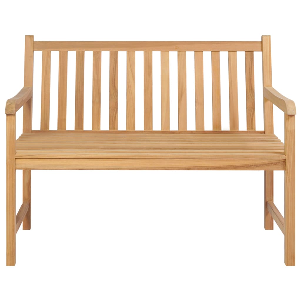 vidaXL Garden Bench | Natural Teak | Solid Teak Wood | Medium | Durable - Brown - 114 cm