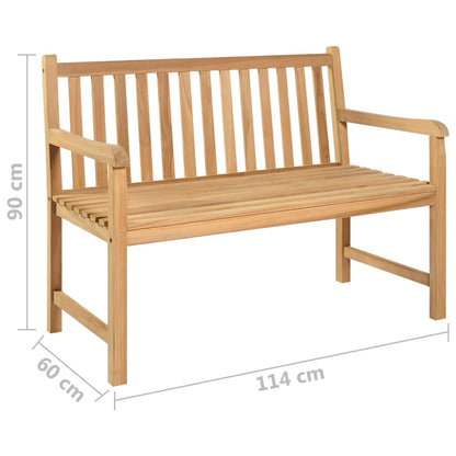 vidaXL Garden Bench | Natural Teak | Solid Teak Wood | Medium | Durable - Brown - 114 cm