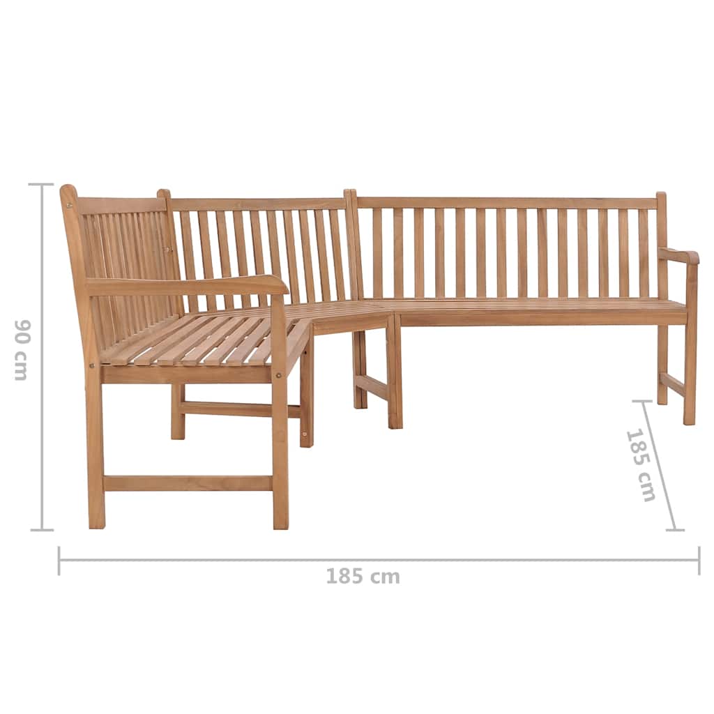vidaXL Garden Corner Bench 185x185x90 cm Solid Teak Wood - Brown