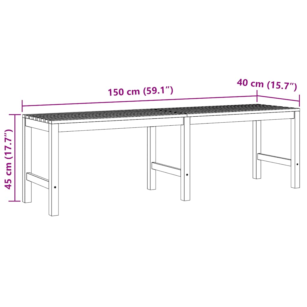 vidaXL Bench | Teak | Solid Teak Wood | 150 cm long | Durable | Garden Bench - Brown - 150 x 40 x 45 cm
