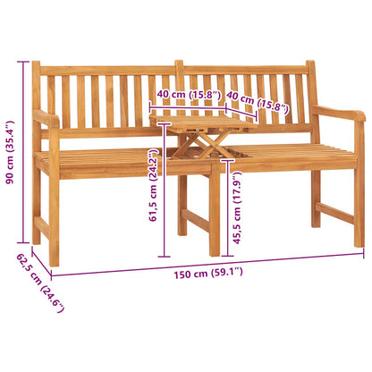 vidaXL Bench | Teak | Solid Teak Wood | 3-seater - Brown