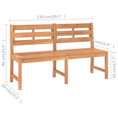 vidaXL Garden Bench | Warm Brown | Teak Wood | Large | Durable | Garden Bench - 150 x 59 x 90 cm