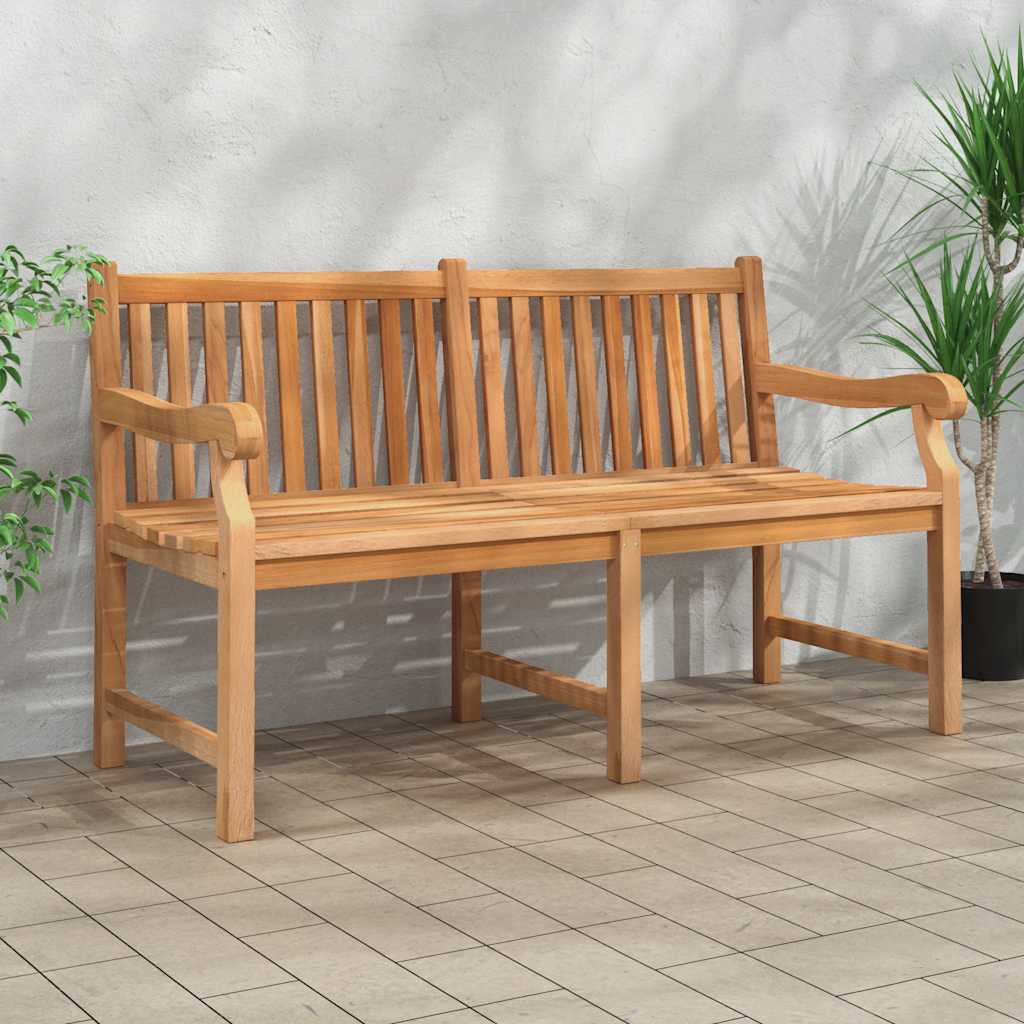 vidaXL Garden Bench | Light Brown | Solid Teak Wood | Extra Heavy | Durable - 150 x 69 x 92 cm - 11339
