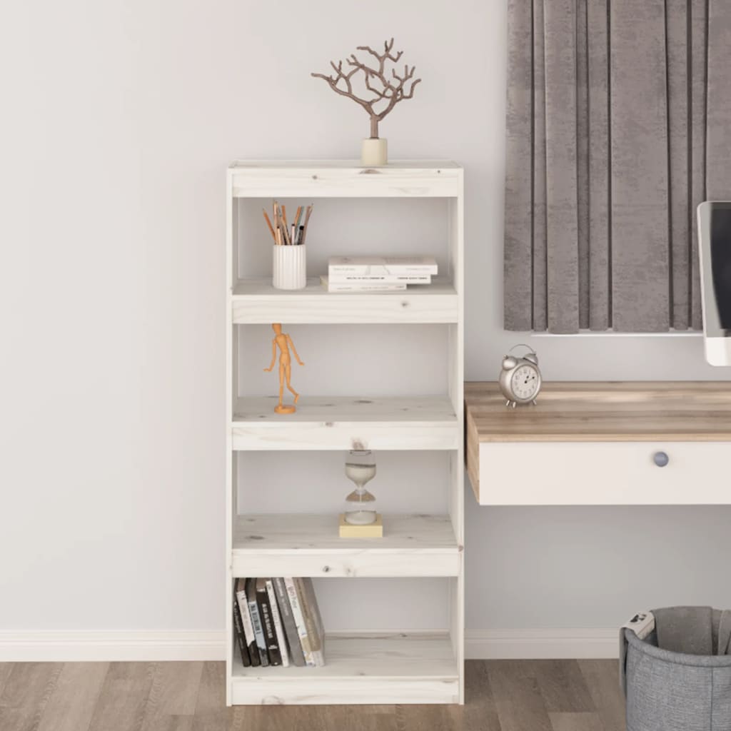 vidaXL Book Cabinet/Room Divider White 60x30x135.5 cm Solid Wood Pine