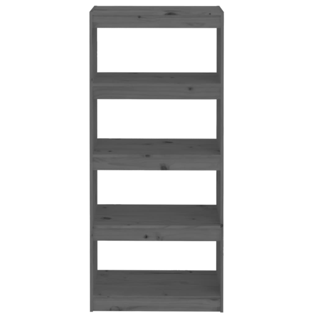 vidaXL Book Cabinet/Room Divider Grey 60x30x135.5 cm Solid Wood Pine