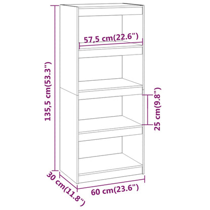 vidaXL Book Cabinet/Room Divider Grey 60x30x135.5 cm Solid Wood Pine