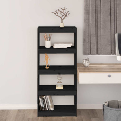 vidaXL Book Cabinet/Room Divider Black 60x30x135.5 cm Solid Wood Pine