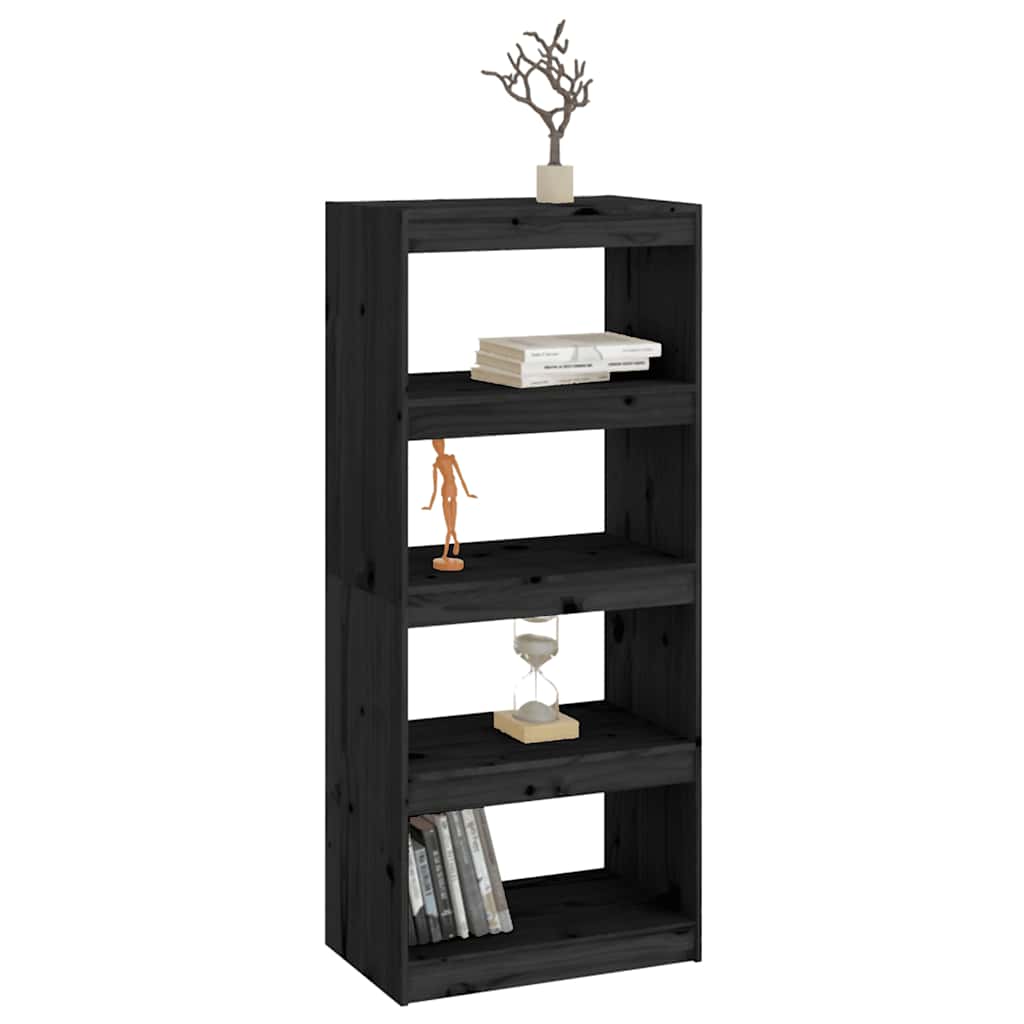 vidaXL Book Cabinet/Room Divider Black 60x30x135.5 cm Solid Wood Pine