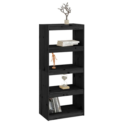 vidaXL Book Cabinet/Room Divider Black 60x30x135.5 cm Solid Wood Pine