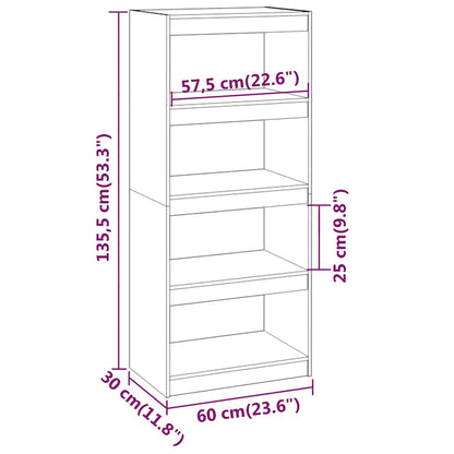vidaXL Book Cabinet/Room Divider Black 60x30x135.5 cm Solid Wood Pine