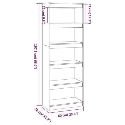 vidaXL Book Cabinet/Room Divider 60x30x167.5 cm Solid Wood Pine - Brown