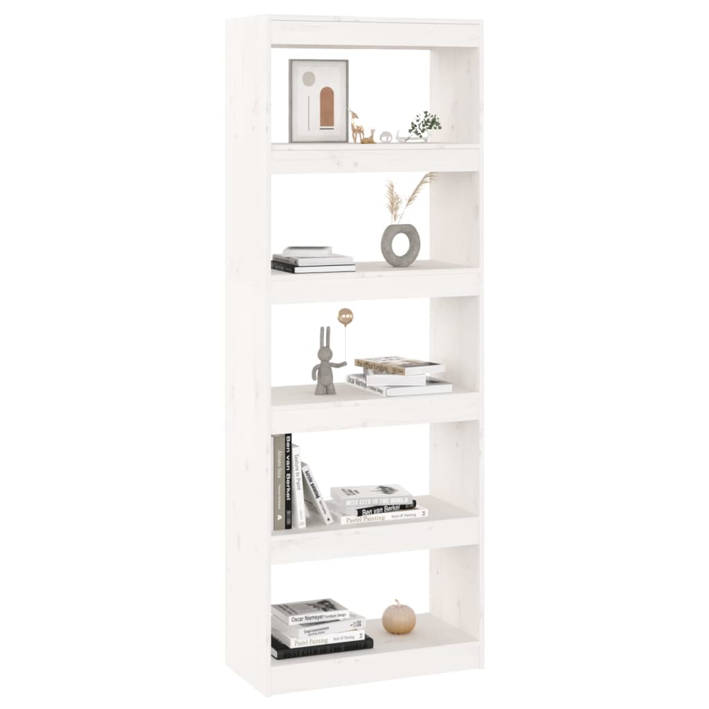 vidaXL Book Cabinet/Room Divider White 60x30x167.5 cm Solid Wood Pine
