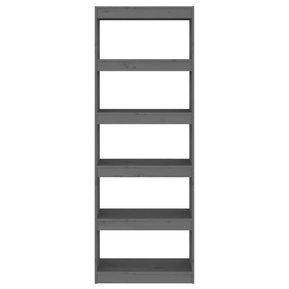vidaXL Book Cabinet/Room Divider Grey 60x30x167.5 cm Solid Wood Pine