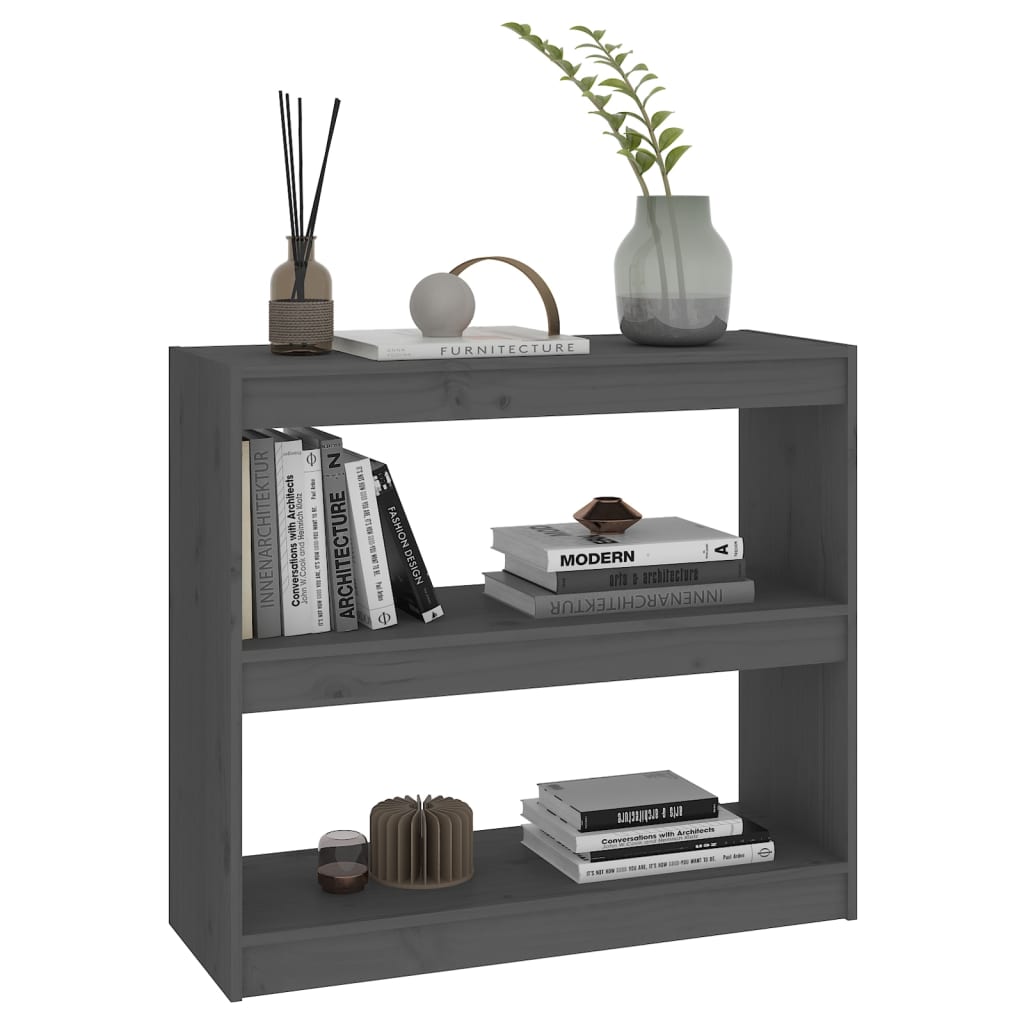 vidaXL Book Cabinet/Room Divider Grey 80x30x71,5 cm Solid Wood Pine