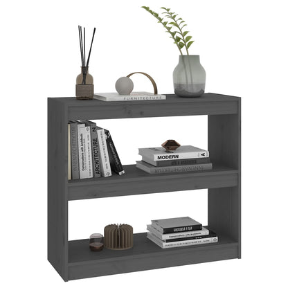 vidaXL Book Cabinet/Room Divider Grey 80x30x71,5 cm Solid Wood Pine
