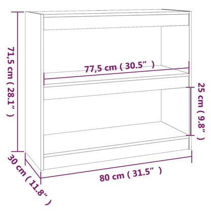 vidaXL Book Cabinet/Room Divider Grey 80x30x71,5 cm Solid Wood Pine