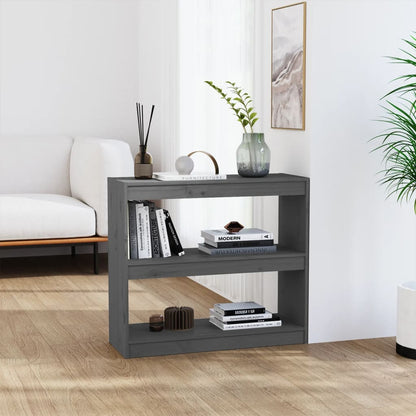 vidaXL Book Cabinet/Room Divider Grey 80x30x71,5 cm Solid Wood Pine
