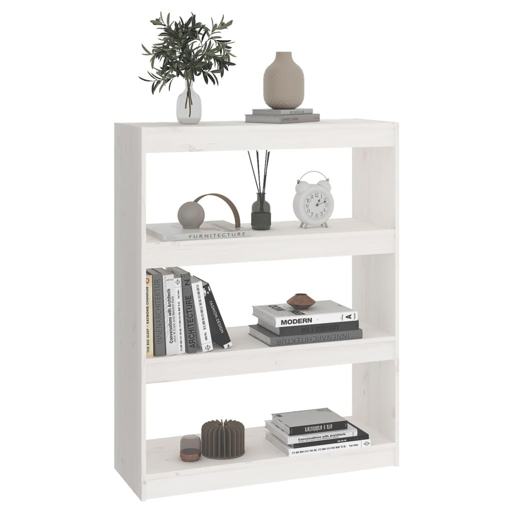 vidaXL Book Cabinet/Room Divider White 80x30x103,5 cm Solid Wood Pine