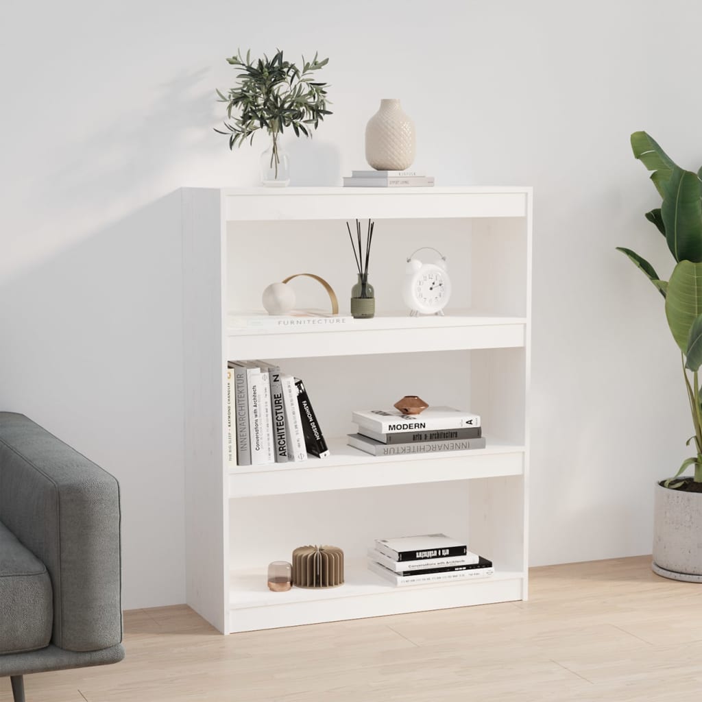 vidaXL Book Cabinet/Room Divider White 80x30x103,5 cm Solid Wood Pine