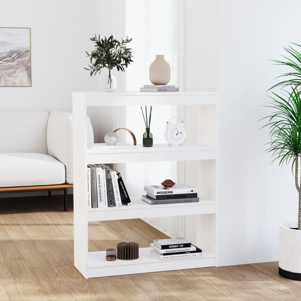 vidaXL Book Cabinet/Room Divider White 80x30x103,5 cm Solid Wood Pine