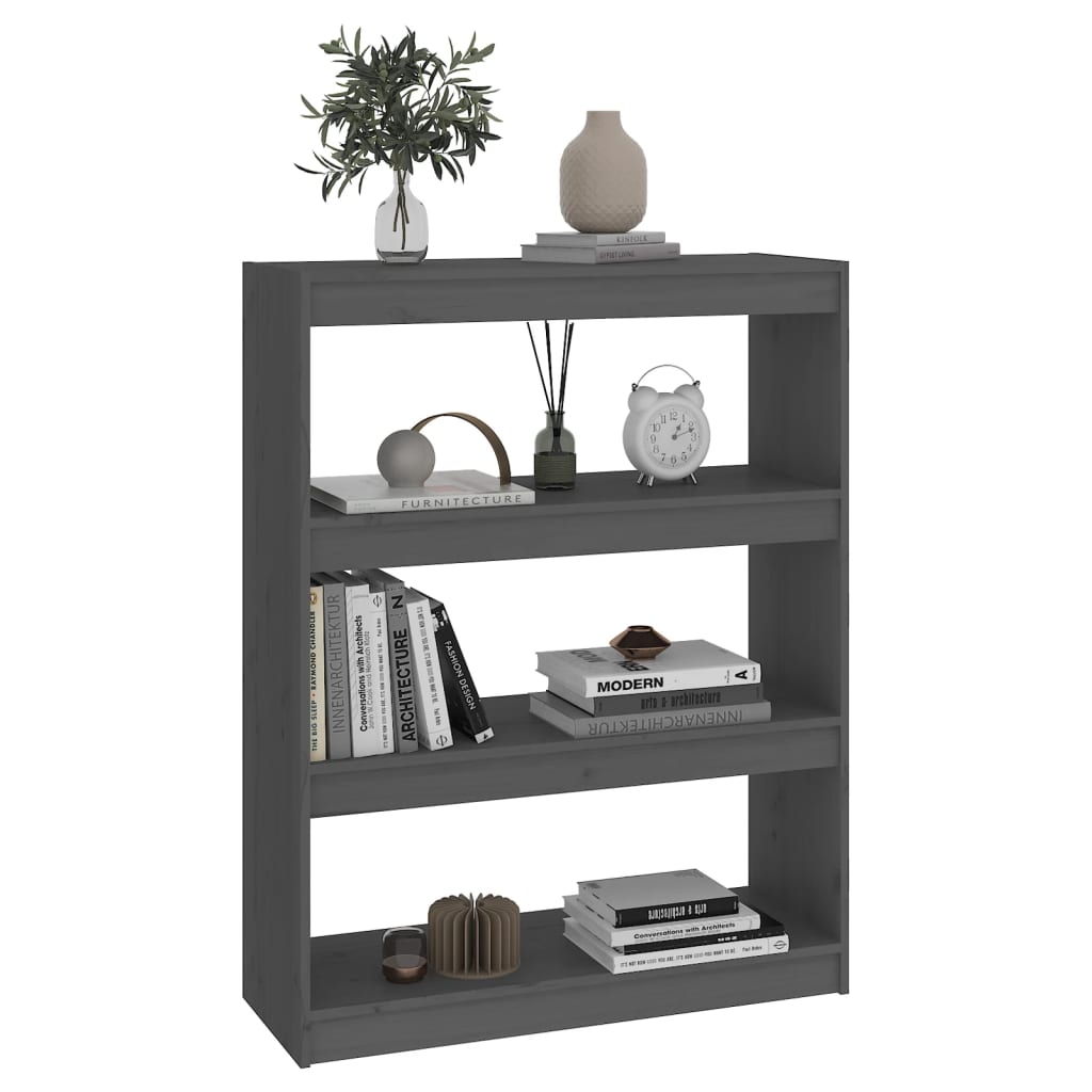 vidaXL Book Cabinet/Room Divider Grey 80x30x103,5 cm Solid Wood Pine