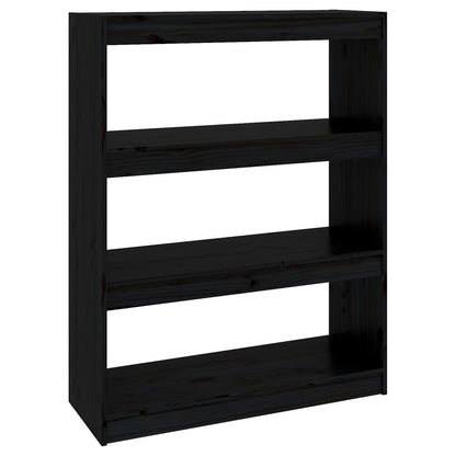 vidaXL Book Cabinet/Room Divider Black 80x30x103,5 cm Solid Wood Pine