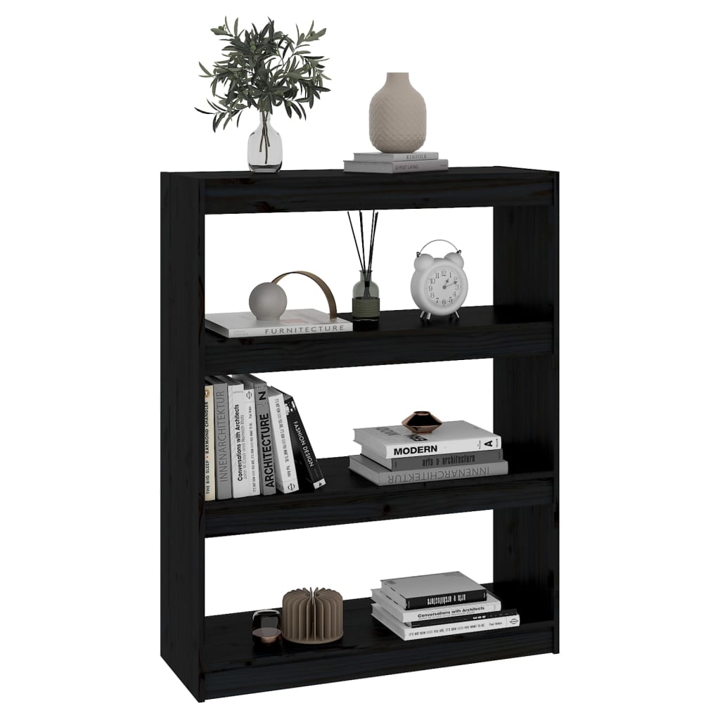 vidaXL Book Cabinet/Room Divider Black 80x30x103,5 cm Solid Wood Pine