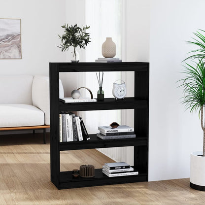 vidaXL Book Cabinet/Room Divider Black 80x30x103,5 cm Solid Wood Pine