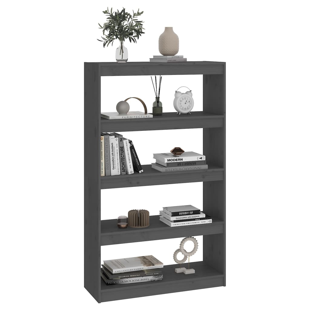 vidaXL Book Cabinet/Room Divider Grey 80x30x135,5 cm Solid Wood Pine