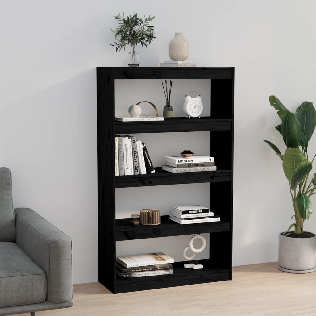 vidaXL Book Cabinet/Room Divider Black 80x30x135,5 cm Solid Wood Pine