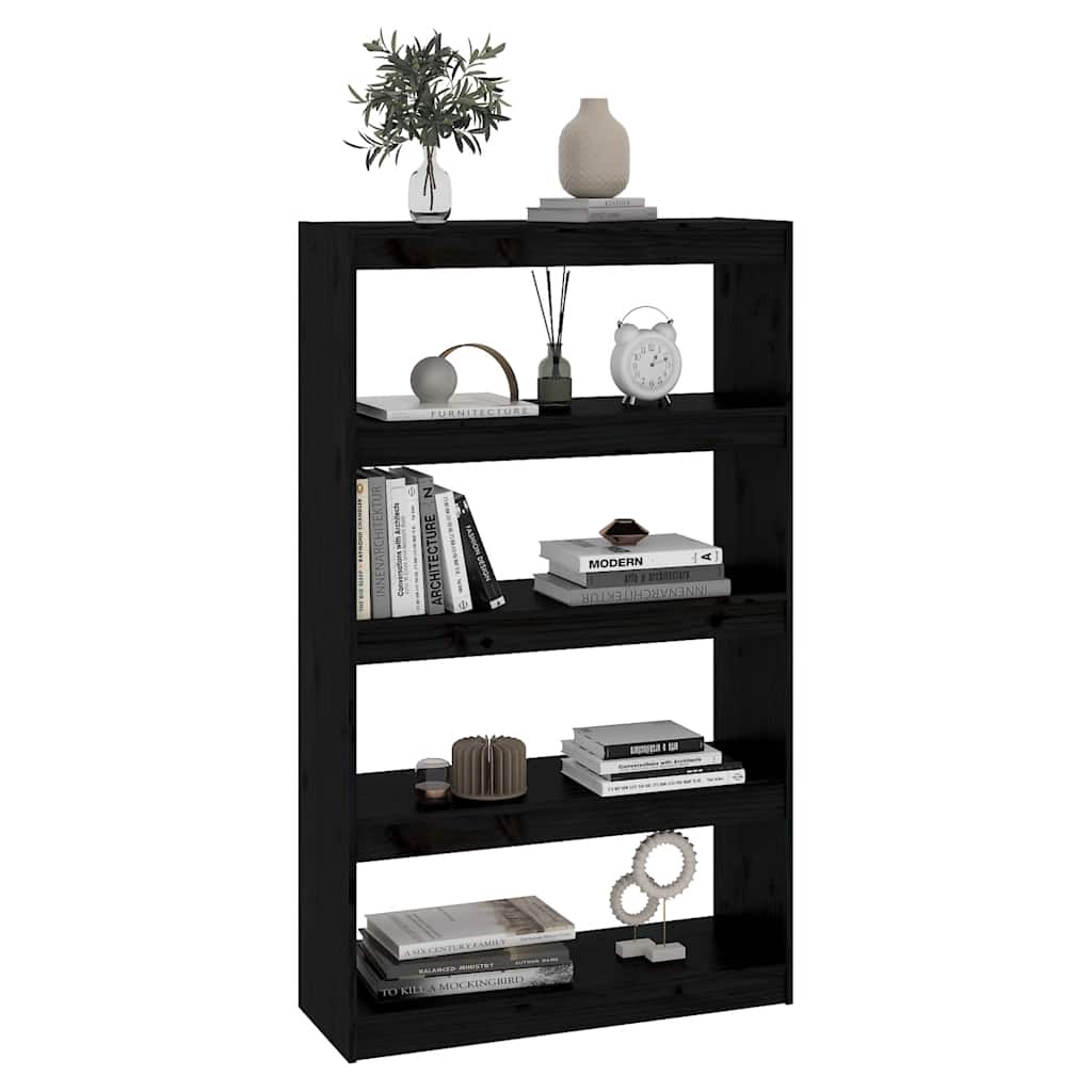 vidaXL Book Cabinet/Room Divider Black 80x30x135,5 cm Solid Wood Pine